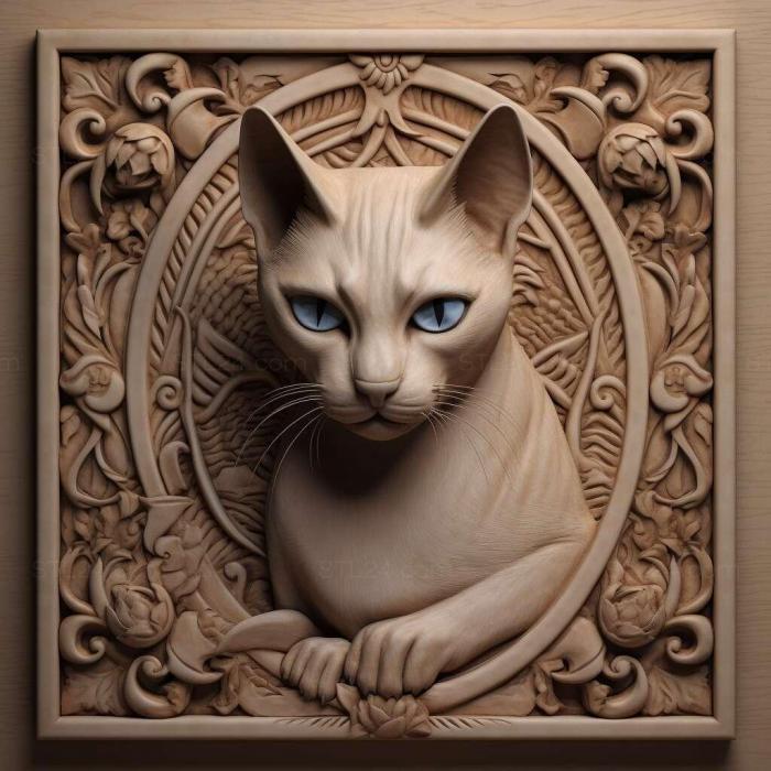 Nature and animals (siamese cat 1, NATURE_3965) 3D models for cnc